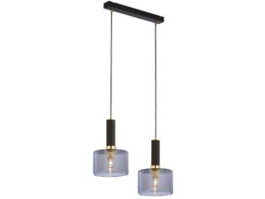 Miniaturka 1 - Lampa wisząca Vanes 2-punktowa, złoto-czarna, dwa klosze przydymione, producent 1850