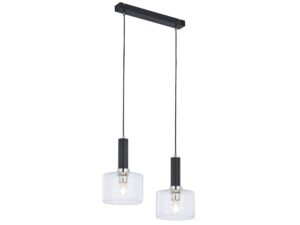 Miniaturka 3 - Lampa wisząca Vanes 1856, 2-punktowa, chrom-czarny i szkło przezroczysty