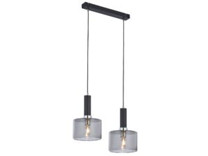 Miniaturka 4 - Lampa wisząca Vanes 1859, 2-punktowa, chrom-czarny i szkło przydymiony