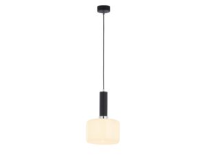 Miniaturka 5 - Lampa wisząca Vanes 1-punktowa, chromowo-czarna, klosz mleczne, producent 1861