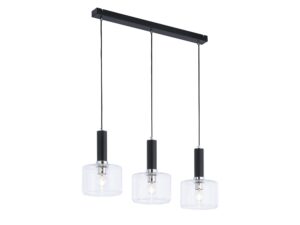 Miniaturka 3 - Lampa wisząca Vanes z chromowanymi detalami i trzema przezroczystymi kloszami