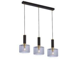 Miniaturka 1 - Lampa wisząca Vanes z czarną belką, złotymi detalami i przydymionym szkłem