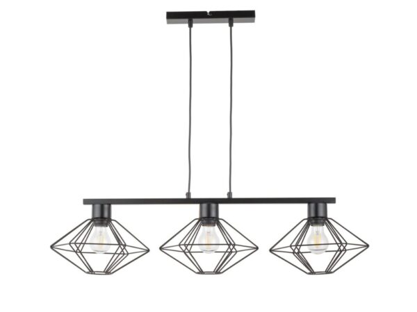 Lampa wisząca Vario 3 czarna z trzema stalowymi geometrycznymi kloszami i pełnym zawieszeniem