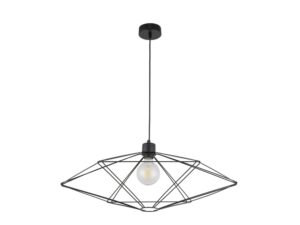 Miniaturka 3 - Lampa wisząca Vario L czarna z szerokim geometrycznym drucianym kloszem, kompletnym zawieszeniem i rozetą