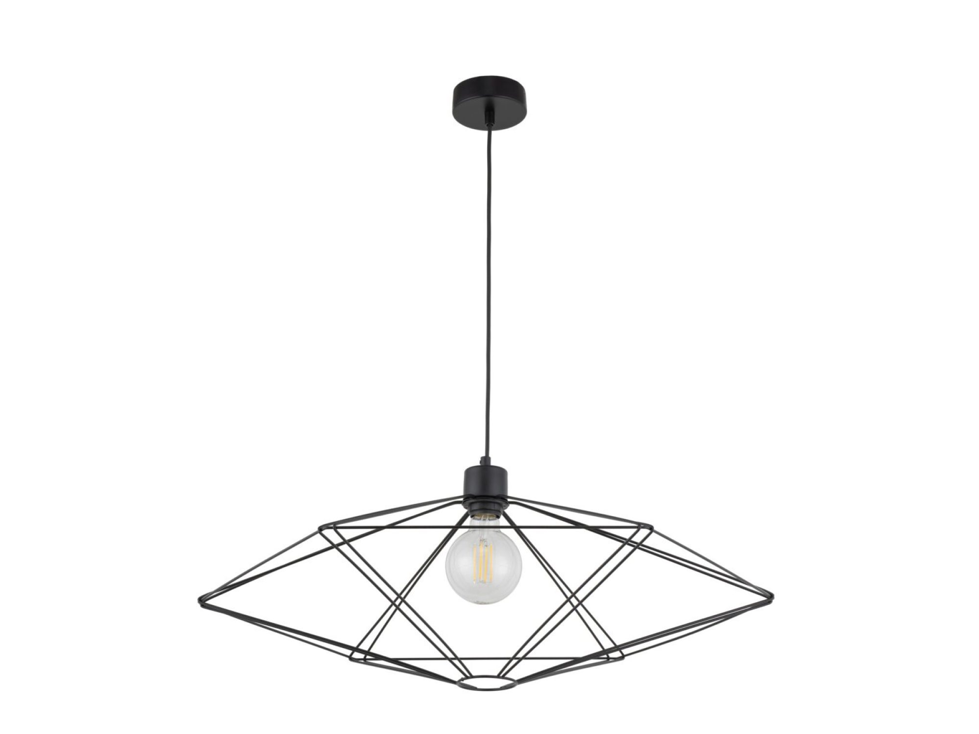 Lampa wisząca Vario L czarna z pełnym zawieszeniem i szerokim geometrycznym kloszem
