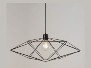 Miniaturka 1 - Zbliżenie ażurowego klosza lampy Vario L czarnej z widoczną żarówką wewnątrz