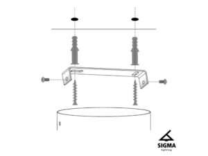 Miniaturka 2 - Vario S, schemat mocowania rozety sufitowej i wspornika