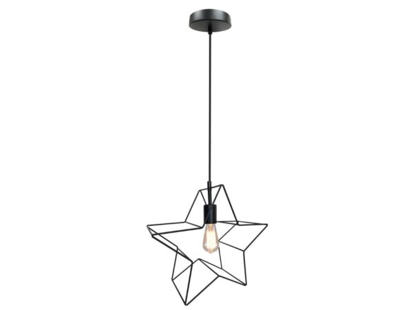 Czarna lampa wisząca Velavina z drucianym kloszem w kształcie gwiazdy