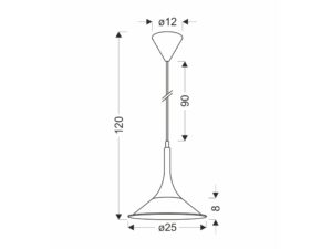 Miniaturka 2 - Lampa wisząca Veleria rysunek wymiarowy 120 cm i klosz 25 cm