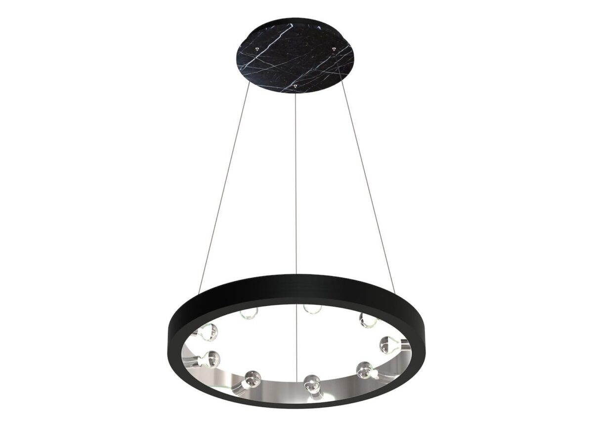 Lampa wisząca Veletira 9-punktowa E14 70 cm czarno-chromowana