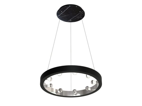 Lampa wisząca Veletira 9-punktowa czarna z chromem, ujęcie na białym tle