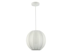 Miniaturka 7 - Biała lampa wisząca Veliva z kulistym tkaninowym kloszem na białym tle