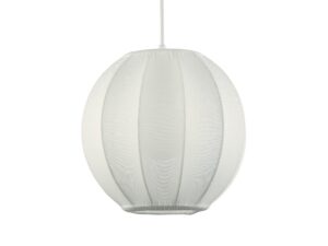 Miniaturka 4 - Zbliżenie białego tekstylnego klosza lampy Veliva z pionowymi przeszyciami