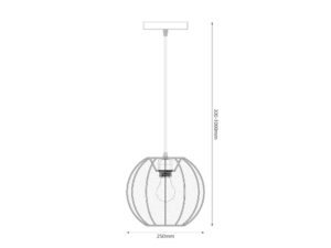 Miniaturka 6 - Rysunek wymiarowy lampy wiszącej Veliva średnica 25 cm i wysokość 30–100 cm