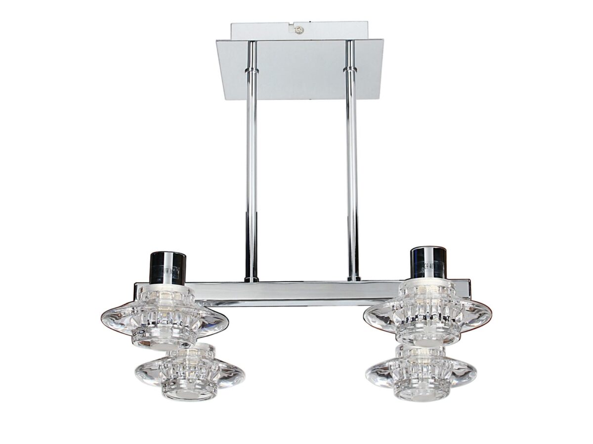 Lampa wisząca Veloda 4-punktowa z kryształowymi kloszami