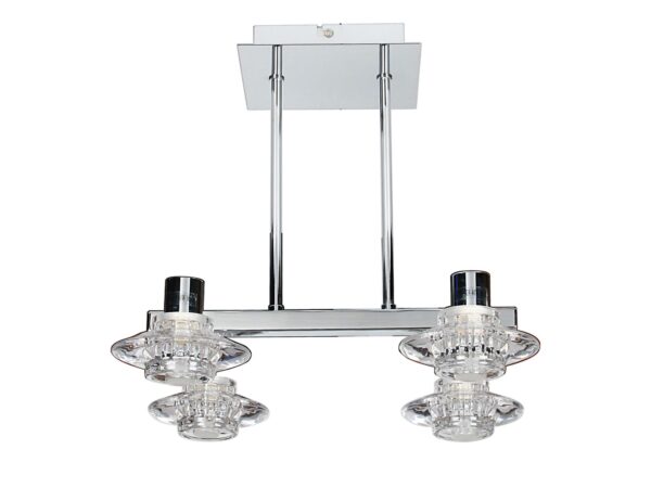 Lampa wisząca Veloda z chromowaną oprawą i czterema kryształowymi kloszami
