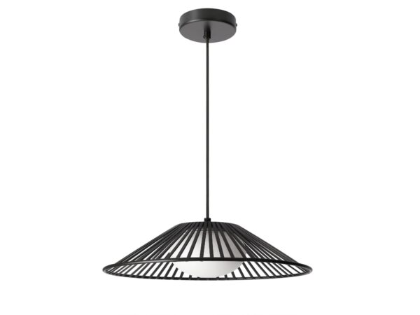 Lampa wisząca Velono 50 cm z czarnym stalowym stelażem i białym kloszem
