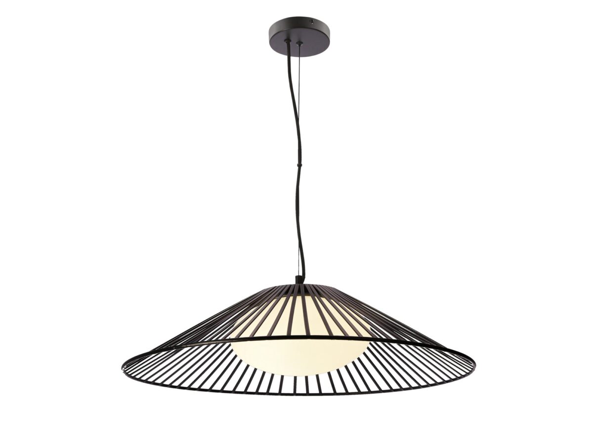 Lampa wisząca Velono 60 cm czarna z białym kloszem