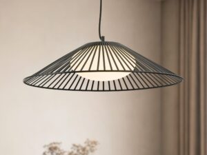 Miniaturka 1 - Ażurowa lampa wisząca Velono 60 cm z oświetlonym białym kloszem