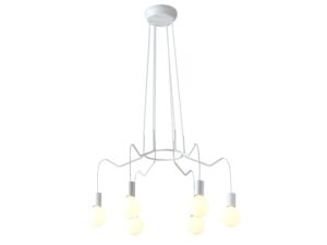 Miniaturka 4 - Lampa wisząca Velovano sześciopunktowa biała z giętymi metalowymi ramionami