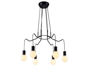 Miniaturka 1 - Lampa wisząca Velovano czarna matowa sześć punktów E27 na białym tle