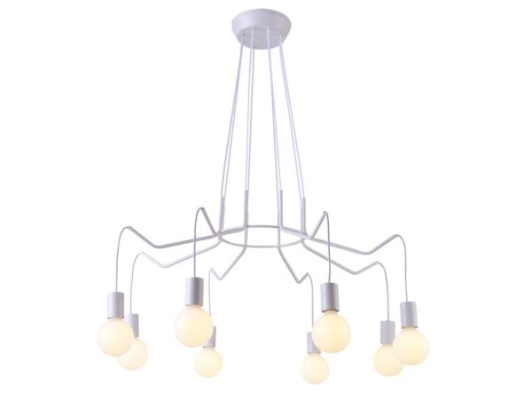 Lampa wisząca Velovano ośmiopunktowa biała matowa na białym tle