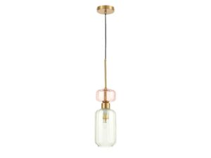 Miniaturka 2 - Lampa wisząca Venaria zielony klosz i różowy detal na białym tle