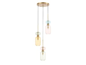 Miniaturka 4 - Lampa wisząca Venaria trzy kolorowe klosze na białym tle