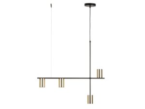 Miniaturka 1 - Lampa wisząca Vendo 4 z czarną belką i mosiądzowanymi cylindrami