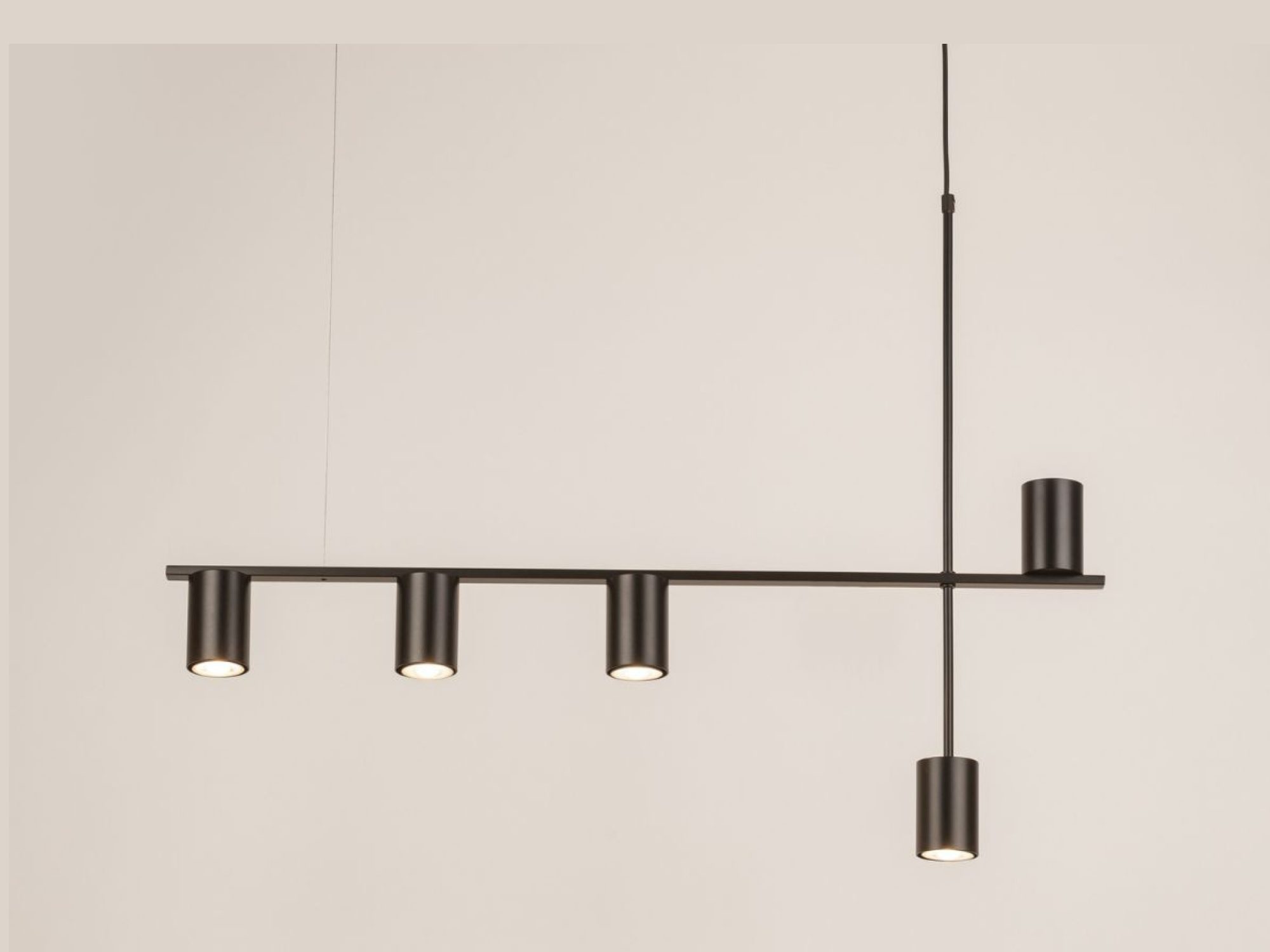 Lampa wisząca Vendo 5 czarna z pięcioma cylindrycznymi punktami GU10