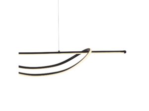 Miniaturka 1 - Zbliżenie dwóch zakrzywionych ramion LED na czarnej belce lampy Venesia