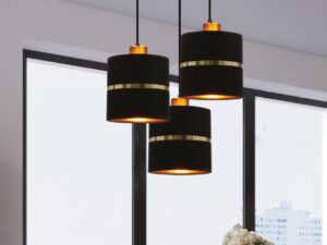 Miniaturka 1 - Lampa wisząca Venisia czarno-złota nad stołem w jadalni