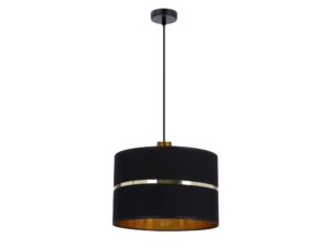 Miniaturka 2 - Lampa wisząca Venisia z czarnym abażurem i złotym pasem na białym tle