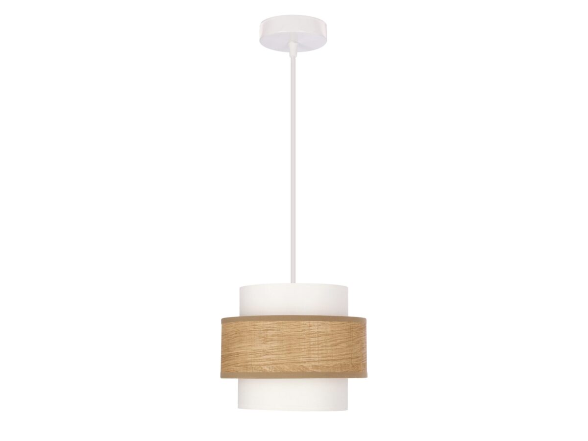 Lampa wisząca Venito biała z kremowym abażurem