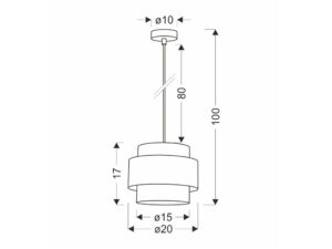 Miniaturka 1 - Rysunek wymiarowy lampy wiszącej Venito z abażurem o średnicy 20 cm