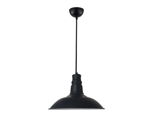 Czarna lampa wisząca Venodora z aluminiowym kloszem 26 cm i stalową podsufitką