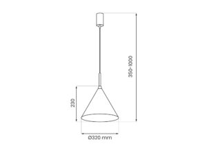 Miniaturka 12 - Schemat lampy wiszącej Venolo GX53, średnica 32 cm, wysokość klosza 23 cm