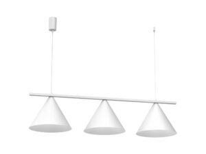 Miniaturka 4 - Biała lampa wisząca Venolo 3 × GX53 z trzema stożkowymi kloszami na wspólnej belce