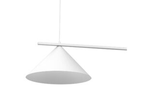 Miniaturka 8 - Zbliżenie białego stożkowego metalowego klosza lampy Venolo dwupunktowej