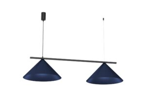 Miniaturka 4 - Granatowa lampa wisząca Venolo dwa stożkowe klosze na czarnym zawieszeniu