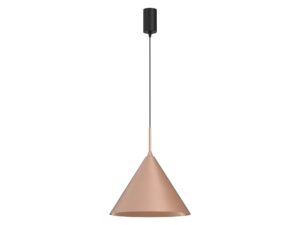 Miniaturka 3 - Miedziana lampa wisząca Venolo ze stożkowym kloszem 32 cm i czarną podsufitką
