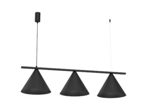Miniaturka 15 - Lampa wisząca Venolo trójpunktowa czarna z trzema stożkowymi kloszami na białym tle