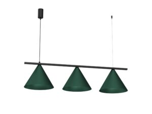 Miniaturka 1 - Lampa wisząca Venolo trójpunktowa z kloszami w kolorze butelkowej zieleni