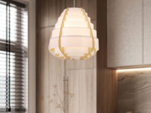 Miniaturka 3 - Lampa Venosia z bliska z warstwową osłoną nad stołem