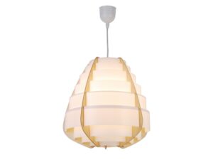 Miniaturka 5 - Lampa wisząca Venosia z warstwowym białym kloszem i beżową ramą