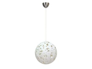 Miniaturka 3 - Biała lampa wisząca Vesaro 40 cm – kulisty abażur z plecionej taśmy na białym tle