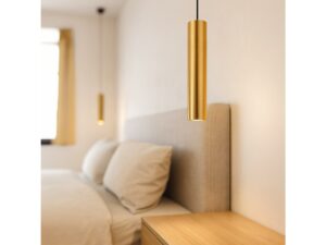 Miniaturka 3 - Dwie czarno-złote lampy Vesavia 1×GU10 w jasnej sypialni
