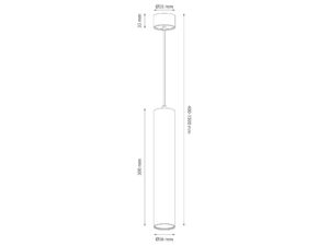 Miniaturka 4 - Schemat wymiarowy cylindrycznej lampy wiszącej Vesavia 1×GU10 o wysokości 30 cm
