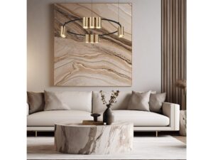 Miniaturka 5 - Czarno-złota okrągła lampa Vesavia 10×GU10 nad sofą w salonie