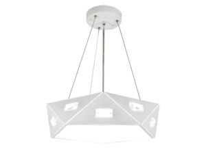 Miniaturka 1 - Lampa wisząca Vesilina biała pięciokątny klosz z kryształkami